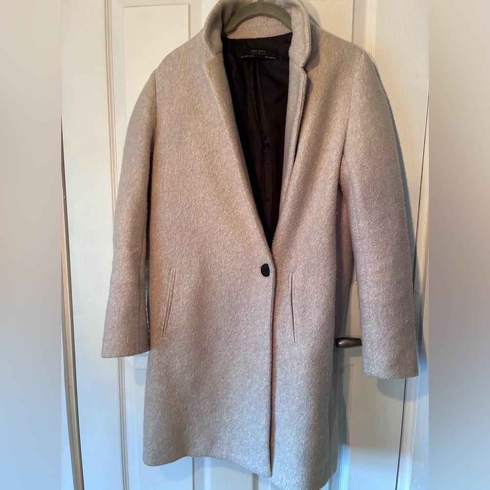 Zara Beige Single-Button Coat